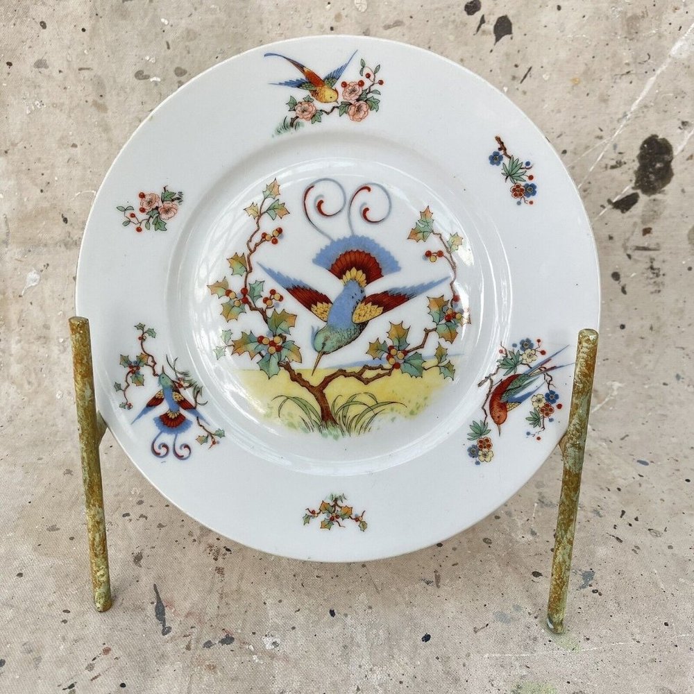Royal Schwarzburg Germany Porcelain Plate Brightly Colored Bird Pattern 9.5”